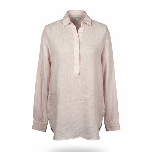 J Mclaughlin Tops - J McLaughlin Linen Shirt Womens Size S Popover Pink Long Sleeve Casual Top